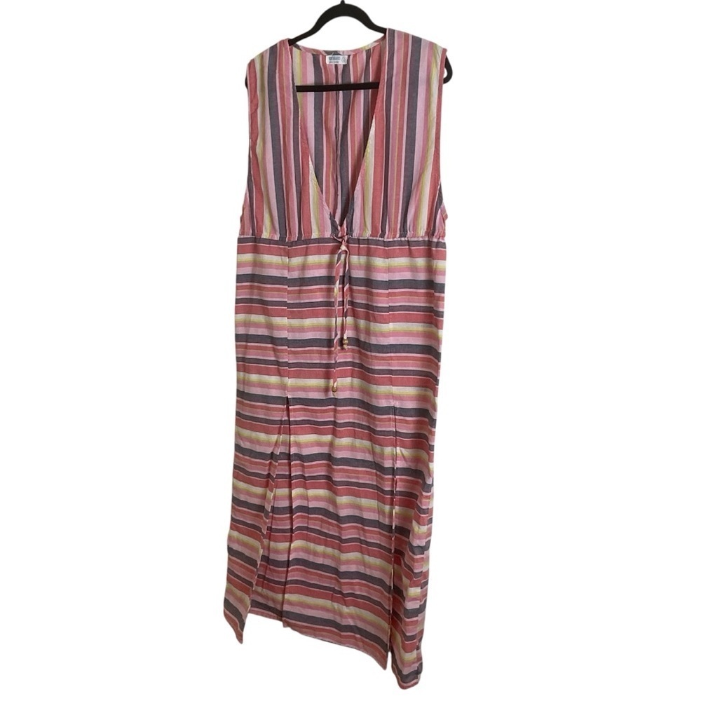 4Our Dreamers Anthropologie Striped V-Neck Maxi Dress Size Large - Picture 2 of 11